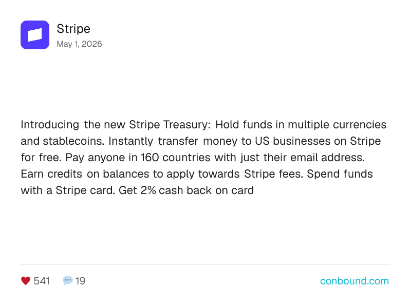 Stripe LinkedIn post