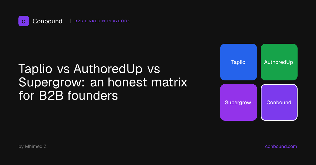 Taplio vs AuthoredUp vs Supergrow: an honest matrix for B2B founders